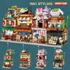 Block Mini City Street View Noodle Shop House Building Blocks in Architecture Friends Figurer Bricks Toys for Children R230718