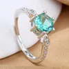 Cluster Ringen Real S925 Sterling Zilveren Ring Licht Luxe Groene Zirkoon Open Voor Vrouwen Mode Engagement Verjaardagscadeau Sieraden