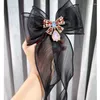 Brooches Korean Pearl Ribbon Bow Tie For Women Black Fabric Bowknot Lapel Pins Female Shirt Collar Luxulry Jewelry Accessories