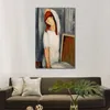 Abstract Portrait Canvas Art Coffee Amedeo Modigliani Painting Handmade Contemporary Home Decor