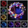 Tiara de coroa de flores com iluminação LED para mulheres, meninas, acessórios para a cabeça, brilho para shows, suprimentos para festas, presentes de Natal para o Dia das Bruxas