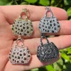 Pendanthalsband 5st. Sparkle Bling Zirconia Pave Handbag Charm för anpassade handgjorda kvinnsmycken Hitta tillbehörsarmbandhalsband 230718