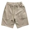 Herr shorts mode män 2023 sommarstrand avslappnad solid baggy basfickor streetwear kläder