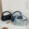 Evening Bags Denim Fabric Women's Soft Handbags Chain Strap Solid Shoulder Crossbody Bag Fashion Luxury Female Small Tote Clutch Purse 230718