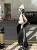 Jupes Y2K American Vintage Jupe Femmes Side Striped Parachute Jupe Coréenne Cordon Taille Haute Casual Esthétique Jupes Noires 230717