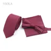 Neck Tie Set Wool Touch Soft Solid Striped Classic 6cm Necktie Sets Men Khaki Fashion Bow Tie Pocket Square Butterfly Cravat Gift Accessory 230717