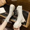 2021 Plattform Motorcykel Ankelstövlar Kvinnors Autumn Winter Thick Bottom Shoes Woman Lace Up Zip Shoes Female Ladies Boots Hot L230704