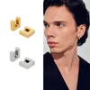 Ins FrenchS925 Silver Square Earrings Men and Womenのための高級シンプルな耳バックルファッショナブルな魅力的なアクセサリー