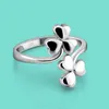 Bagues en grappe Top Qualité 925 Sterling Silver Temperament Clover Ring Bijoux pour femmes Réglable Ouverture Anniversaire Coffret cadeau gratuit