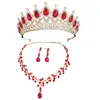 Conjunto de colar de brincos lindos strass tiaras de noiva colares para mulheres vestido de casamento brinco de coroa