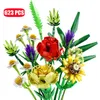 Blocos 623Pcs Flores Girassol Buquê de Blocos de Construção Pequenas Partículas Compatível com Brinquedo de Presente de Natal de Flores Montadas R230718