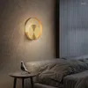 Applique murale nordique LED Dimmable minimaliste rond salon chambre chevet couloir Art décor laiton luminaires goutte