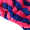 Dog Apparel Coral Fleece Deep Blue Red Stripe Autumn Winter Four Feet Pet Hoodies Clothes Warm Pajamas Clothing For Dogs