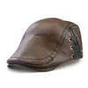 Chapéus Newsboy Estilo Retro Masculino Bonés Planos Com Cadarço Couro PU Bonés Newsboy Casual Adulto Homem Newsy Primavera Outono Inverno Chapéu Casquette Flatcap HKD230718