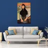 Kvinnlig figur Abstract Canvas Art Dark Young Woman Sitting av en säng Ameedeo Modigliani Målning Handmålad konstverk sovrumsdekor