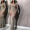 gold long sleeve slim sexy dress in season Luxurious Sequin Crystals Mermaid Gorgeous Evening Gowns Unique Design Prom Dresses3457