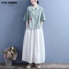 Etnische Kleding Vintage Geborduurde Top Wijde Pijpen Harembroek Zomer Dun Katoen Linnen Pak Traditioneel Chinees Voor VrouwenEtnisch EtnischEtnisch