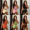 Fatos de treino femininos lisos magros conjuntos de duas peças verão bolha jacquard regata cropped shorts terno sexy clube de praia festa noturna roupa combinando