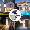 Dekoracje ogrodowe Upgrade 188 LED Solar Light Outdoor Super jasny czujnik ruchu lampa ścienna IP65 Wodoodporna 4 tryby robocze 230717