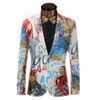 Farbe Malerei Herren Blazer Mode Anzüge Für Männer Top Qualität Slim Fit Jacke Outwear Mantel Kostüm Homme250G