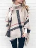 Women's Sweaters Fitshinling Bohemian Fringe Poncho Women Sweater Oversized Turtleneck Jumper Knitwear Holiday Vintage Cape Batwing Sleeve Ponczo L230718