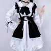 Casual klänningar söt lolita piga klänning kawaii svartvit japansk stil unisex kvinnor män tonåringar skolstudent harajuku cafe förkläde