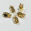 100 Uds. Soldadura de enchufe macho SMA de latón dorado para conectores RF de montaje en borde de clip PCB291t