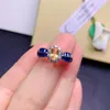 Cluster Rings 925 Pure Silver Chinese Style Natural Citrine Women's Noble Trendy Flower Color Zircon Justerbar ädelring Fina smycken