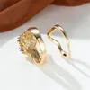 Wedding Rings 2pcs Luxury Heart Ring Set Silver Rose Gold Color White Zircon Promise Engagement For Women Bands Bridal Jewelry