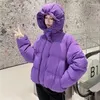 Trenchs pour femmes 2023 femmes hiver solide mignon manteau dame douce à capuche à volants surdimensionné chaud vêtements d'extérieur coréen femme vestes à glissière Parkas