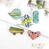 Alfinetes Broches Desenhos Animados Cool Skate Esmalte Alfinetes Cores Moda Para Crianças Presentes Lapela Roupas Bolsas Drop Delivery Jóias Dhnlf