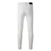 Män jeans herrar vita nödställda streetwear mode smal fit stretch broderad skadad slips färgbandana rib lapp rippad mager 230718