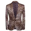 Mode mannen Casual Boutique Luipaard Print Nachtclub Stijl Jasje Broek Mannelijke Twee Stukken Blazers Jas Broek Set 220242M