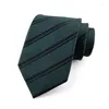Papillon Fashion 8cm Mens Seta Verde scuro con cravatta a righe per uomo Festa di nozze Marca Handmade Corbatas Accessorio YUT08