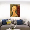 Beautiful Woman Canvas Art Study Room Decor Germaine Survage with Earrings Amedeo Modigliani Painting Handmade High Quality