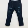 Jeans pour hommes pantalons design de luxe Long Skinny Diamant artificiel Détruire la courtepointe Trou déchiré jean design Mens Designers Clothes269G