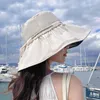 Bérets 2023 chapeau de pêcheur en plastique noir femme Version coréenne Protection UV plage voyage visage complet grand bord soleil