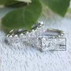 Anillos de boda 2pcs / set Princess Cut White Cubic Zirconia Conjunto de compromiso para mujeres Anillo plateado Regalo de aniversario 230718