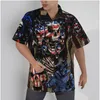 Camisas casuais masculinas Camisa havaiana Universe Constellation Preto Praia Manga curta Verão Botão Up Patchwork Tops 3D