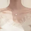 Collane con ciondolo ENSHIR Forma di piuma di conchiglia Moda femminile Design di lusso Regali di gioielli con catena a clavicola da sposa