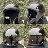 Motorcykelhjälmar äktaEcocascos Japan Vintage Style Open Face Helmet Retro Fiberglas Scooter Riding Casco Moto Capacete Dot