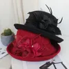 Berets Wollfilz Eimer Hut Frauen Mode Elegante Blume Fedora Vintage Warme Party Hochzeit Chapeus