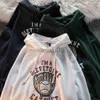 Kadın Hoodies Sweatshirts Koyu Yeşil Amerikan Beyzbol Eldivenleri Baskılı Hoodie Gençlik Moda Sweatshirt Sonbahar Vintage Erkek ve Kadınların Gevşek Hoodie J230718