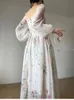 Grundläggande casual klänningar sommar kvinnor elegent fest prom midi tryck klänning kvinnlig mode franska retro prinsessan fancy kläder vestidos 230718