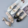 Klänningskor klassikern Beige High Quality Slip On Heel Pumpar Lady Casual Spring Summer Comfort Zapato Tacon Alto 230717