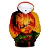 Felpe con cappuccio da uomo Felpa con cappuccio da uomo di Chucky 3D Ghost Doll Felpa da uomo / donna Cool Print Horror Movie Boy Coats Giacca casual