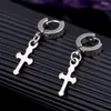 Stud Earrings Stainless Steel Small Cute Circle Round Cross Punk Style Male Jewelry