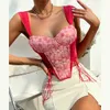 Nxy Applique Floral Corselets Femmes Bachelorette Bustier Soutien-Gorge Culotte Ensemble Cropped Top Mariage Bralette Gilet Sexy Corset Dentelle Lingerie