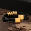 Bedelarmbanden punk kralen mannen armband magnetische gesp gevlochten vermoedelijke lederen lederen inpakbanden man sieraden cadeau druppel