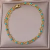 Anklets bohemiska pärlor dubbelskiktad kedja för kvinnor rostfritt stål guldfärg anklet sommarstrand smycken accessoires femme